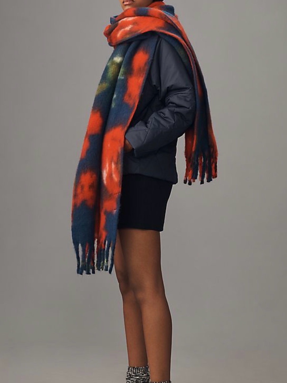 By Anthropologie Plush Woven Scarf - blurred floral edition